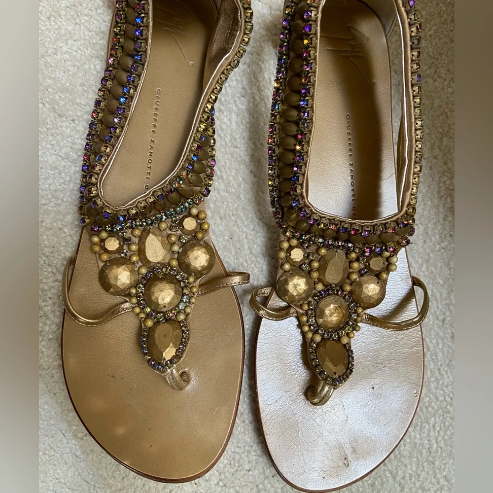 Giuseppe Zanotti Gold Embellished Sandals - Picture 3 of 8